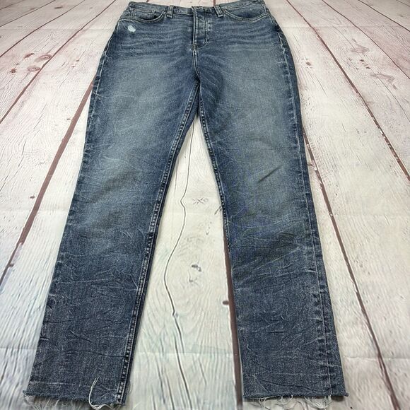 Hudson Women's Jeans Sz 28 Blue Holly MBL Distressed  Raw Hem Mid-Rise 26L - Picture 2 of 14
